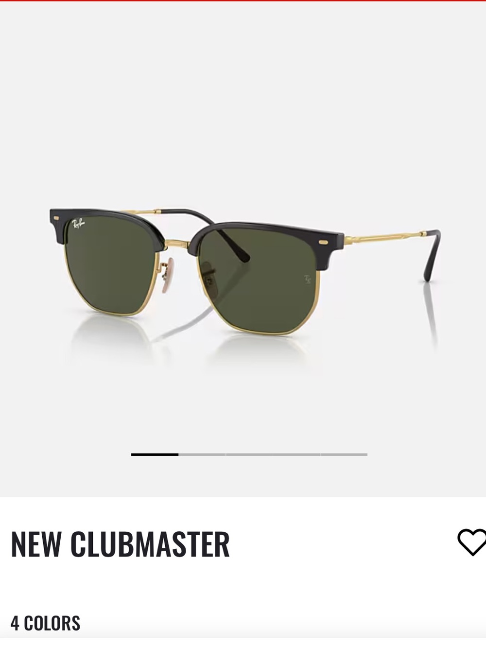 Ray-Ban New Clubmaster Sunglasses - Black & Gold with Green Lenses